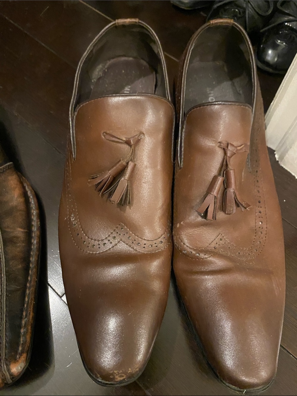 Men's Brown Leather Tassel Slip-On Loafers